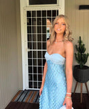 Strapless Textured Lace Sequin Backless Dress