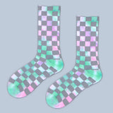 FASHION TIE DYED CHECKERED SOCKS_CWMS0265