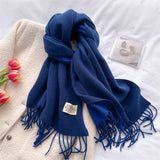 DOUBLE SIDED FAUX CASHMERE SCARF SOLID COLOR SHAWL_CWASC0968