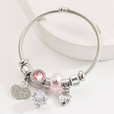 BUTTERFLY HEART BEADED STEEL BRACELET FOR HER_CWMM8477