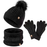 Three-Piece Set Of Pom-Pom Hat, Scarf And Gloves_Cwmm2779