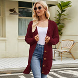 Twisted Floral Solid Color V-Neck Knit Cardigan