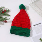 Cwah04352_Red White Christmas Knit Beanie Hat