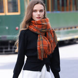 PLAID WINTER SCARF FOR WOMEN SOFT TASSEL SHAWL_CWASC0224