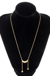 SIMPLE MOON STAR METAL TASSEL NECKLACE_CWAJE0018
