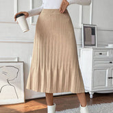 Temperament Commuting Solid Color Pleated Skirt