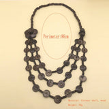 COCONUT SHELL FLOWER MULTI LAYER BEADED NECKLACE_CWMM4959