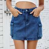 Washed American Vintage Denim Cargo Pocket Skirt
