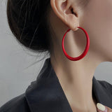 RED GEOMETRIC EARRINGS MINIMALIST EARRINGS_CWAJE2066