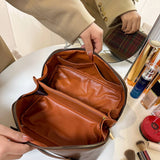 NEW RETRO PLAID HAND HELD FLAT PU COSMETIC BAG_CWAB4386