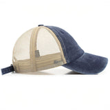 Washed Cotton Denim Mesh Cap Breathable Sun Hat_Cwah1281