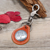 MENS FIVE POINTED STAR ALLOY COWHIDE KEYCHAIN_CWMM5035