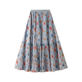 REVERSIBLE ROSE PRINT TULLE PLEATED MAXI SKIRT_CWBMS0358
