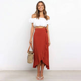 ONE PIECE LACE UP LONG SKIRT SOLID COLOR SKIRT_CWAB4800