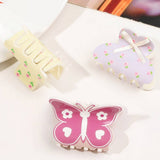 FLORAL BUTTERFLY HAIR CLAW CREAM PRINT CLIP_CWAHA2829