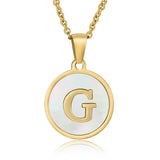 CIRCULAR SHELL ENGLISH LETTER PENDANT NECKLACE_CWAJE0675