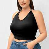 Solid Colored Knit Halter Tank Top