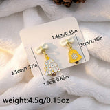 CHRISTMAS ELK BELL BOW ASYMMETRICAL EARRINGS_CWAJE1831