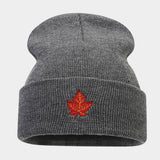 RED MAPLE LEAF EMBROIDERY KNITTED HAT HIP HOP HAT_CWAH2083