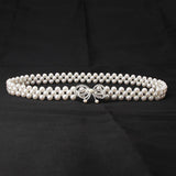 PEARL WOVEN ELASTIC BELT RHINESTONE ALLOY BUCKLES_CWABE0395