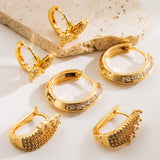 BUTTERFLY FLOWER CZ HOOP EARRINGS GOLD PLATED CHIC_CWMM8520