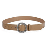 ROUND BUTTON CRYSTAL INLAID SOLID COLOR BELT _CWASC0575