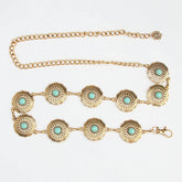 Vintage Pattern Turquoise Decor Waist Chain Belts_Cwabe0401