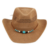 OUTDOOR BREATHABLE WESTERN COWBOY STRAW HAT_CWAH1193
