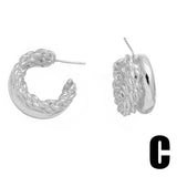 C SHAPED HOLLOW GOLD PLATED EARRINGS_CWAJE1032