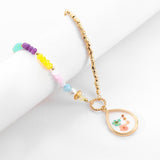 Womens Fashionable Beaded Dried Flower Necklace