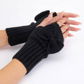 Bow Knitted Thermal Fingerless Sleeves_Cwag0110