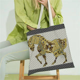 LARGE CANVAS TOTE WITH HORSE POKER DESIGN_CWAB5134