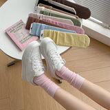 SOLID COLOR RETRO ALL MATCH MID CALF SOCKS_CWMS1062
