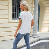 V-Neck Geometric Print Shoulder Loose Chiffon