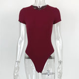 Sexy Round Neck Short Sleeved Bodycon Bodysuit_Cwtbls0313