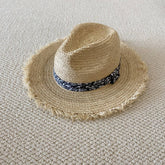 SUMMER LARGE BRIM FUR EDGED STRAW HAT_CWAH3470