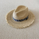 SUMMER LARGE BRIM FUR EDGED STRAW HAT_CWAH3470