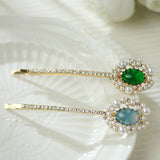 RETRO SIDE EXQUISITE RHINESTONE LEAF HAIR CLIP_CWAHA1225