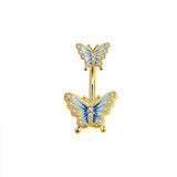 RESIN GLITTER BUTTERFLY BELLY BUTTON RING_CWMM9450
