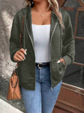 Waffle Coat With Hooded Drawstring Sports Zipper