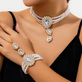 IMITATION PEARL RHINESTONE FASHION COLLAR JEWELRY_CWAJE1161