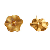 MINIMALIST STAINLESS STEEL FLOWERPEARL STUDEARRINGS_CWMM8918