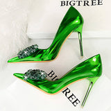 SHALLOW POINTED TOE CRYSTAL BOW HIGH HEELS_CWSHH0092