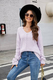 V-Neck Casual Pullover Loose Solid Color Knit Sweater