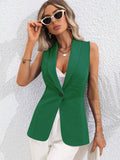 Solid Color Single Button Sleeveless Vest Coat