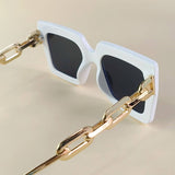 SQUARE FRAME CHAIN FASHION METAL SUNGLASSES WOMEN_CWASG0280