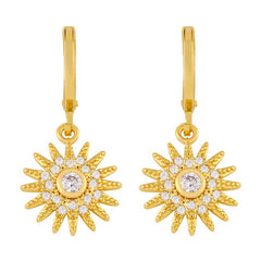 SUNFLOWER PENDANT WITH ZIRCON EARRINGS_CWAJE1016