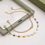 BRIGHT ENAMEL HEART STAR BRACELET 18K GOLD STEEL_CWAJE4812