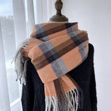 PLAID FAUX CASHMERE MID LENGTH SCARF FOR WINTER_CWASC1456