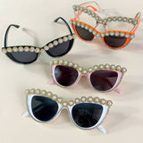 HANDMADE RHINESTONE PEARL RETRO CAT EYE SUNGLASSES_CWASG0268